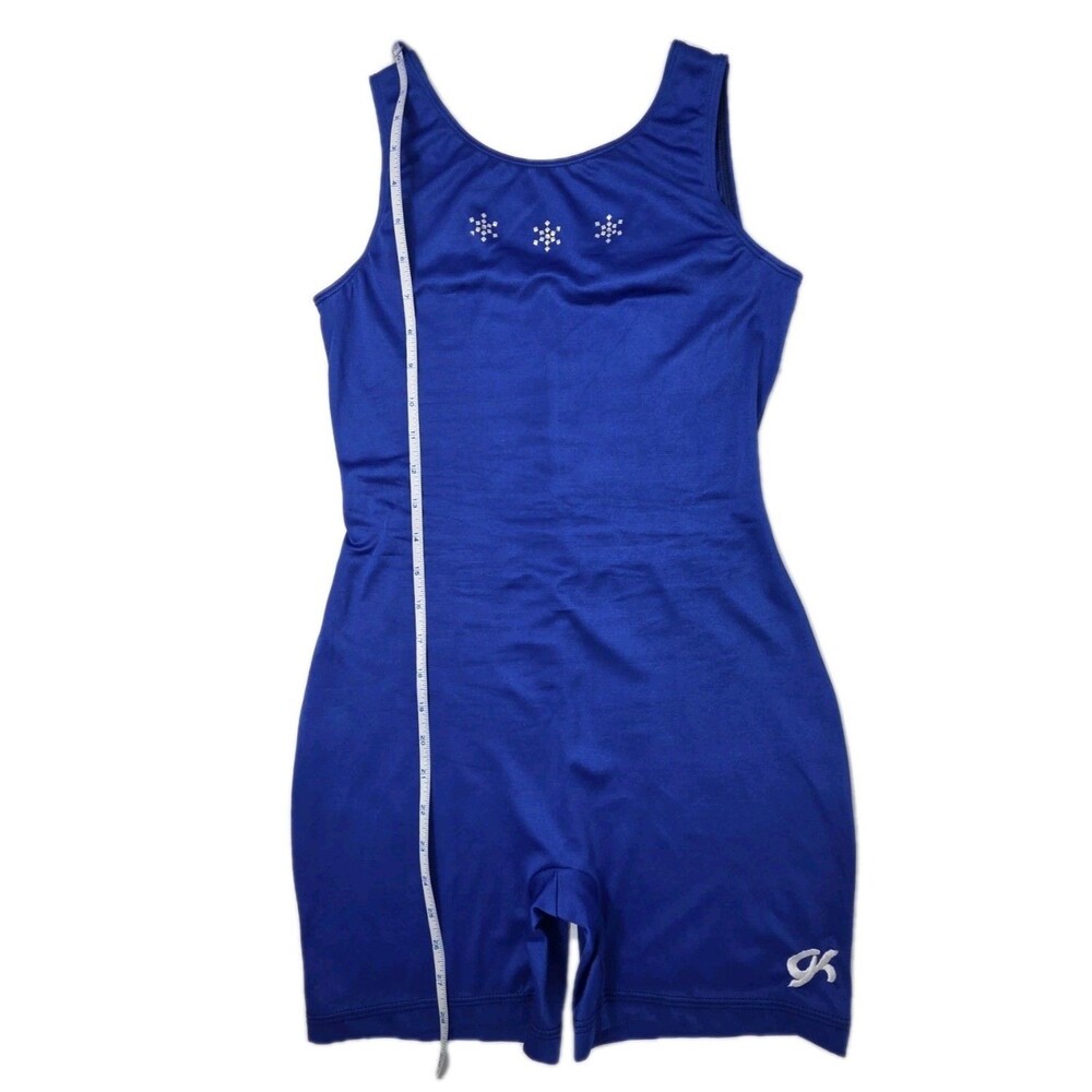 GK Elite VTG 90s Blue Snowflake Bling Logo Biketard Unitard Dance AXL Adult XL - Picture 16 of 16